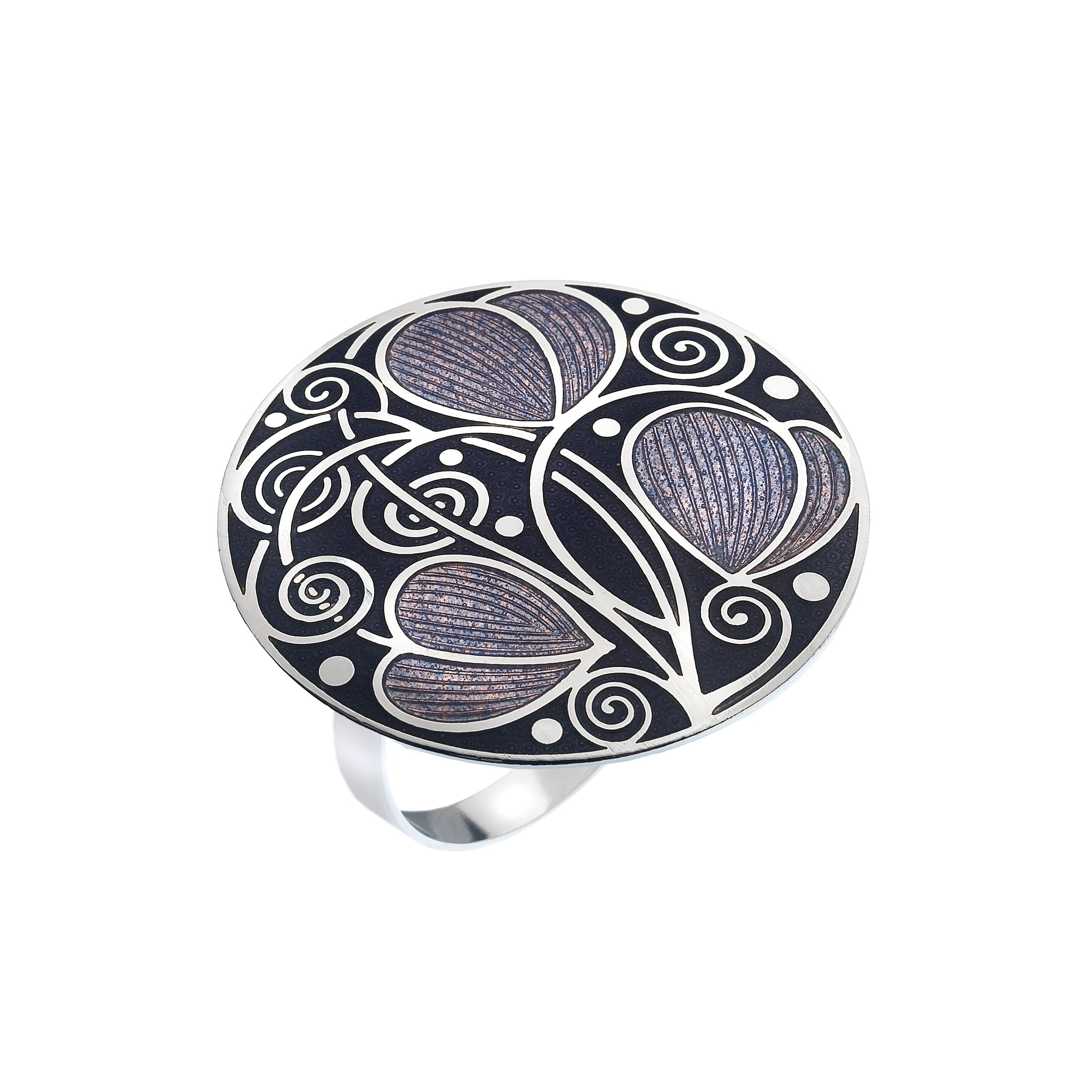 Purple Mackintosh Leaves and Coils Scarf Ring